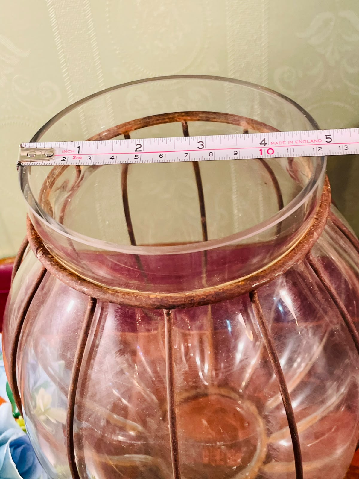 Clear Crystal Vase with Metal Cage – 9 Inch