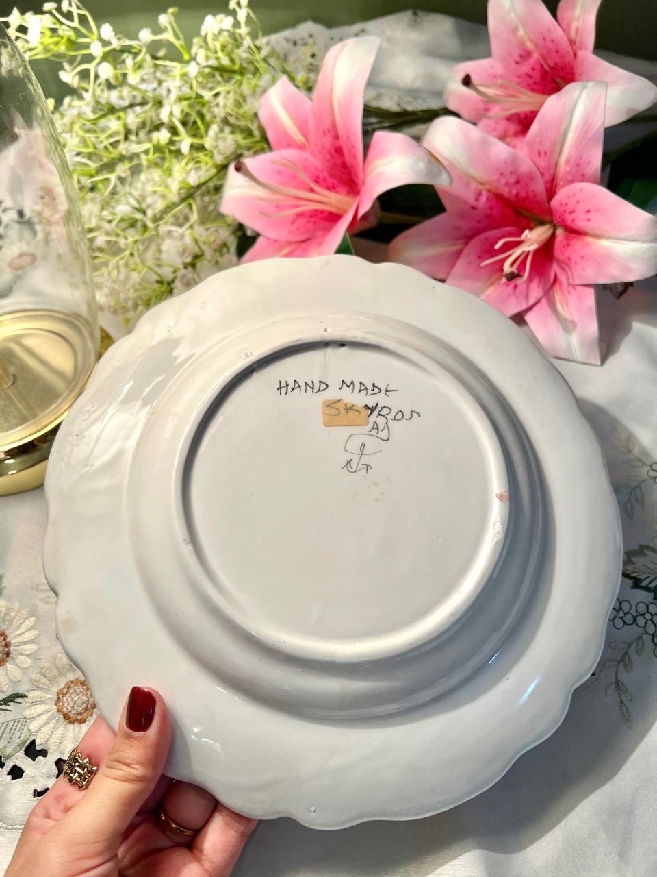 Handmade Floral Ceramic Decorative Plate – 9 Inch