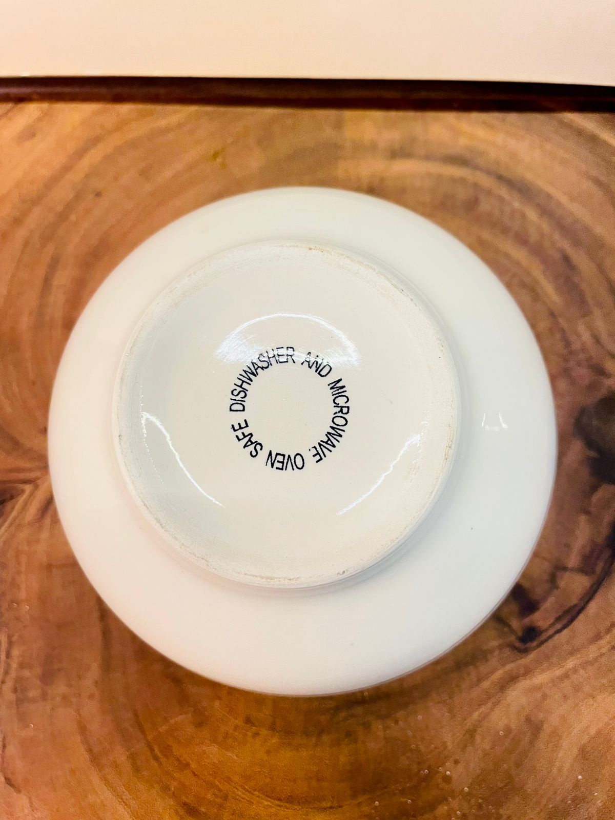 White Porcelain Bowl Orange Stripe Polka Dot Microwave Safe