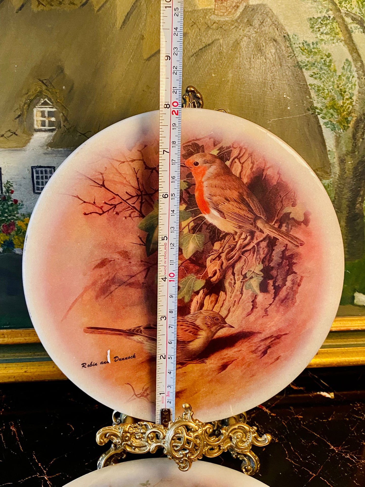 Set of 2 Bird Decor Plates – Robin & Dunnock, and Chaffinch Designs (Approx. 8 Inches Each)