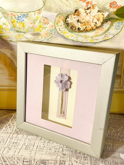 Framed Pressed Flower Art — Pastel Wall Decor (10 in)