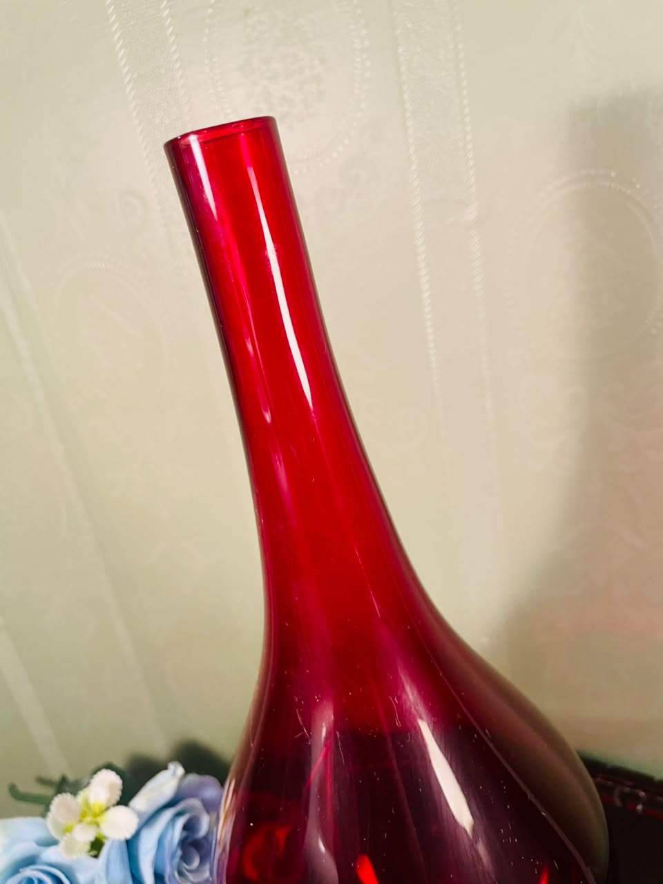 Large Red Decorative Crystal Floor Vase – 12 Inch Modern Statement Vase