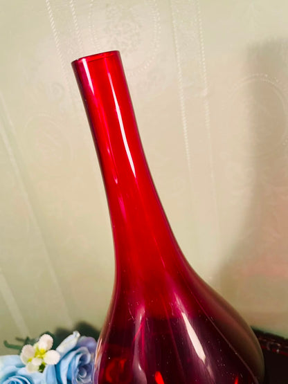 Large Red Decorative Crystal Floor Vase – 12 Inch Modern Statement Vase
