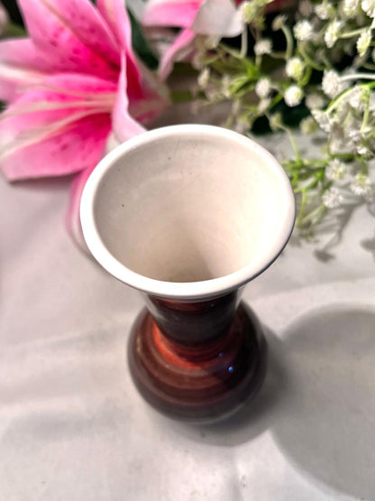Brown & White Ceramic Bud Vase 5 Inch