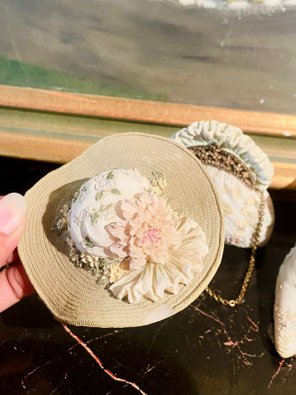 Vintage Victorian Lady’s Trio Figurines — Hat, Shoe & Purse Set