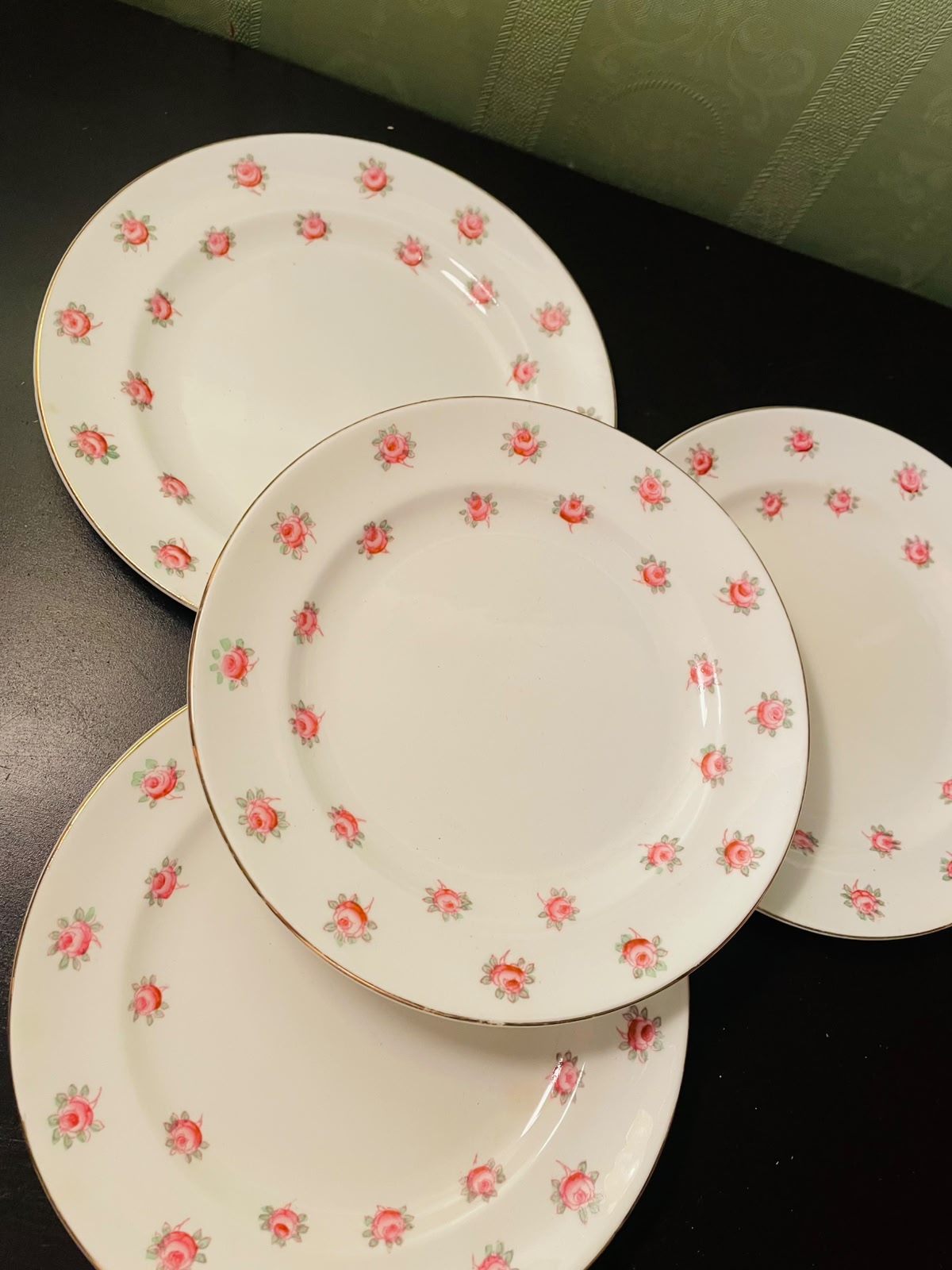 Rosalind China Pink Rose Bone China Plates Set of 4
