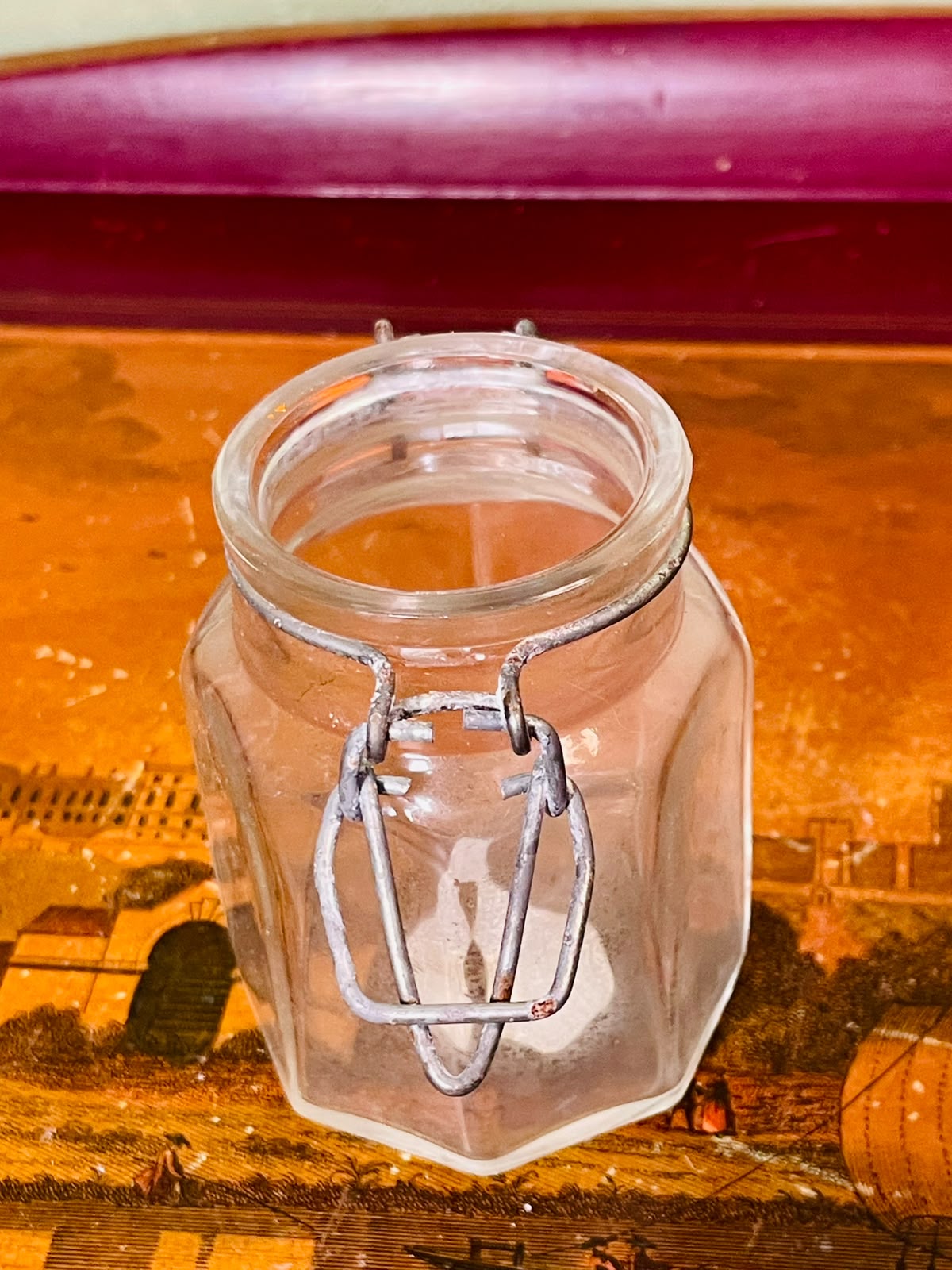 Crystal Clamp Lid Storage Jar Orange Seal 3.5 in