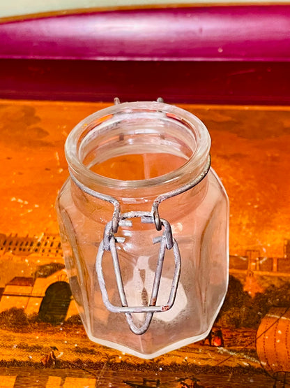 Crystal Clamp Lid Storage Jar Orange Seal 3.5 in