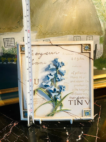 Marks & Spencer St Michael Handpainted Wall Plaque – Blue Flower Design (Vintage 1996) (18 cm)