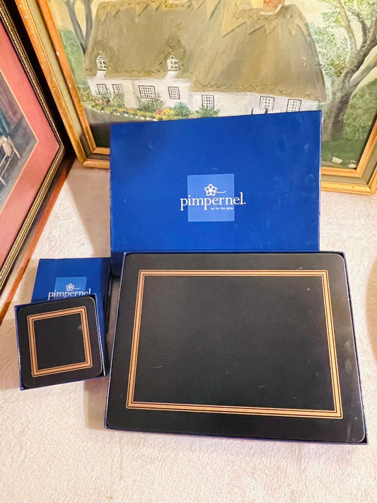 Pimpernel Classic Midnight Blue Placemats – Set of 6 with 4 Matching Coasters