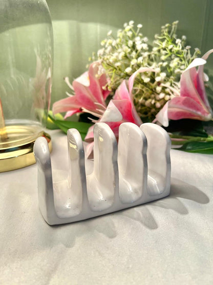 White Ceramic Toast Rack 4-Slot Tableware Holder
