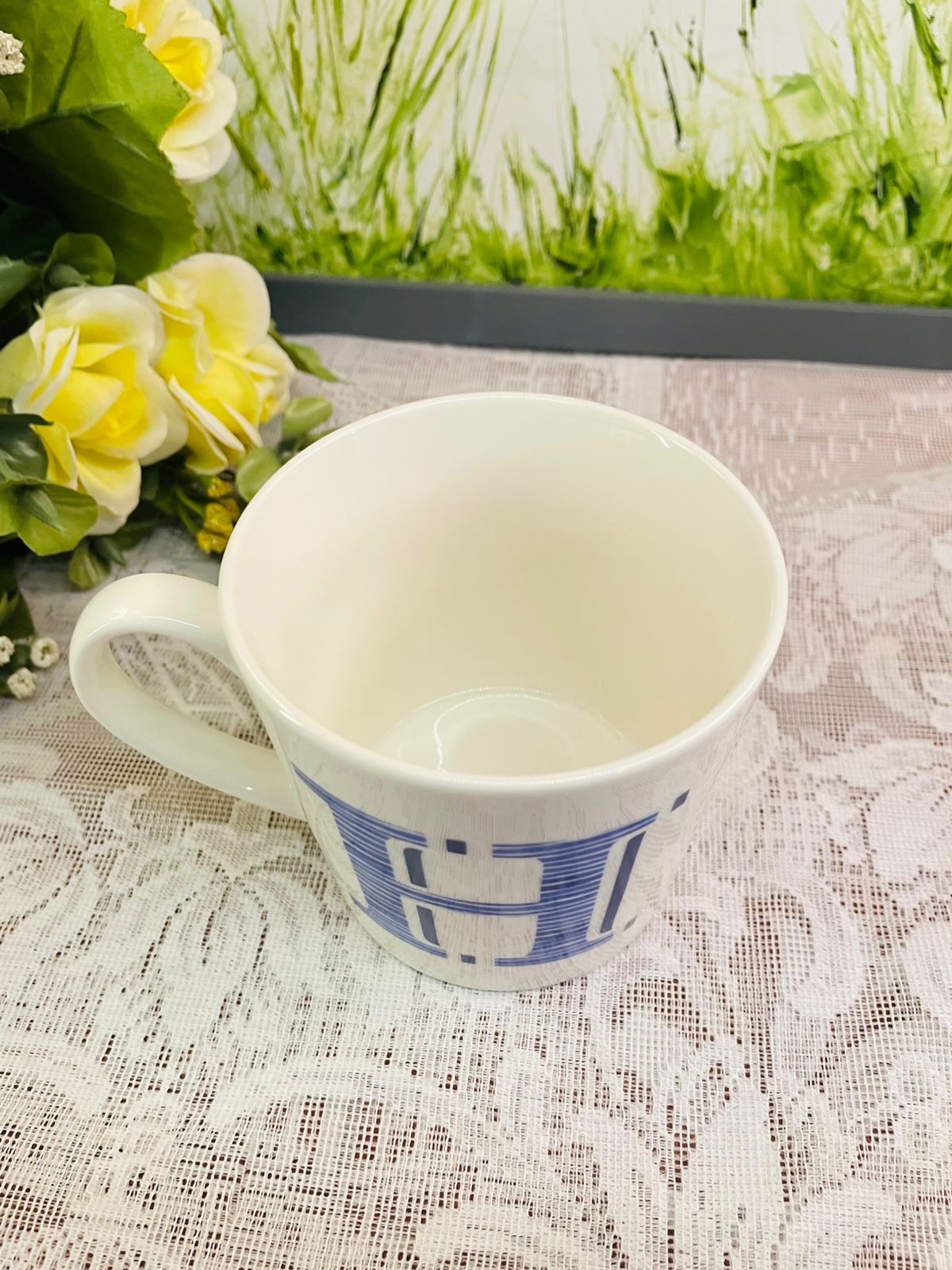 Wilko Blue Alphabet H Ceramic Mug | Initial Cup