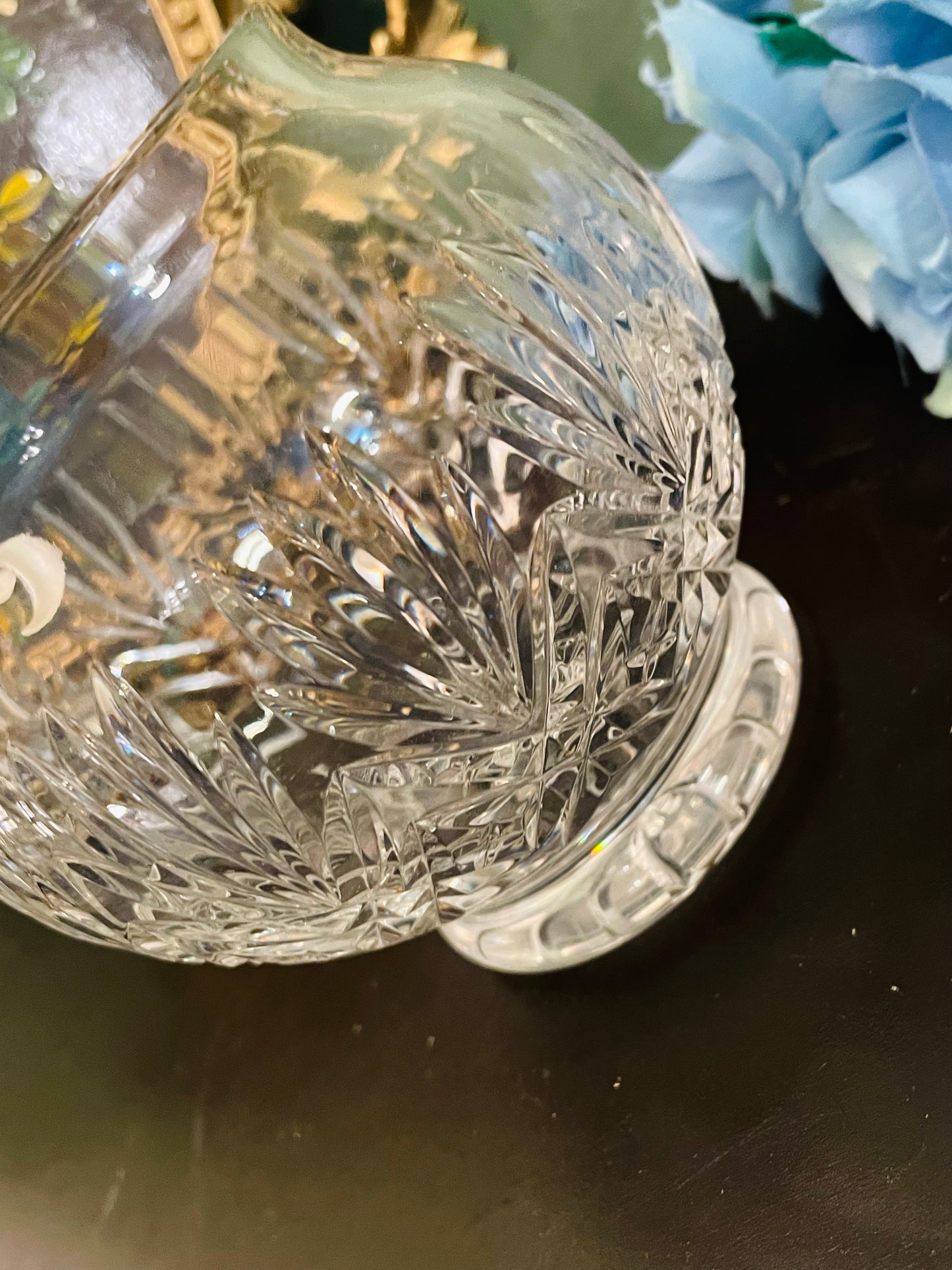 Vintage Crystal Glass Round Vase