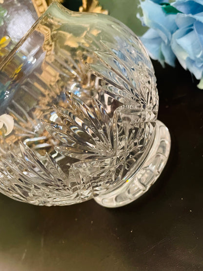 Vintage Crystal Glass Round Vase