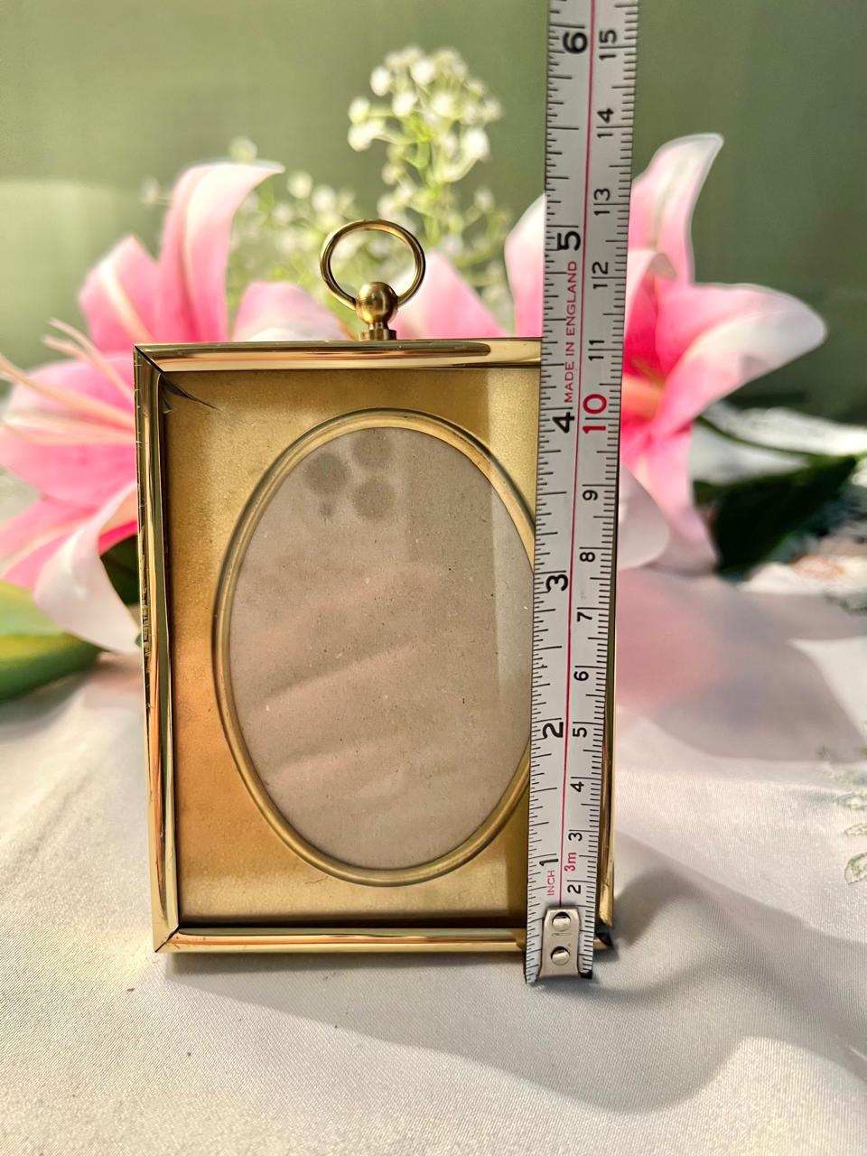 Brass Gold-Toned Rectangular Photo Frame – 4 Inches