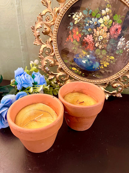 Set of 2 Terracotta Pot Candles – Rustic Plant Pot Style