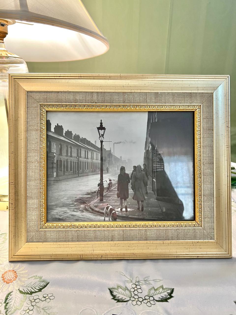 Black & White Street Scene Framed Photograph 12"