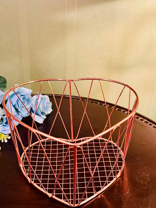 Rose Gold Metal Fruit Basket – Geometric Wire Storage Basket