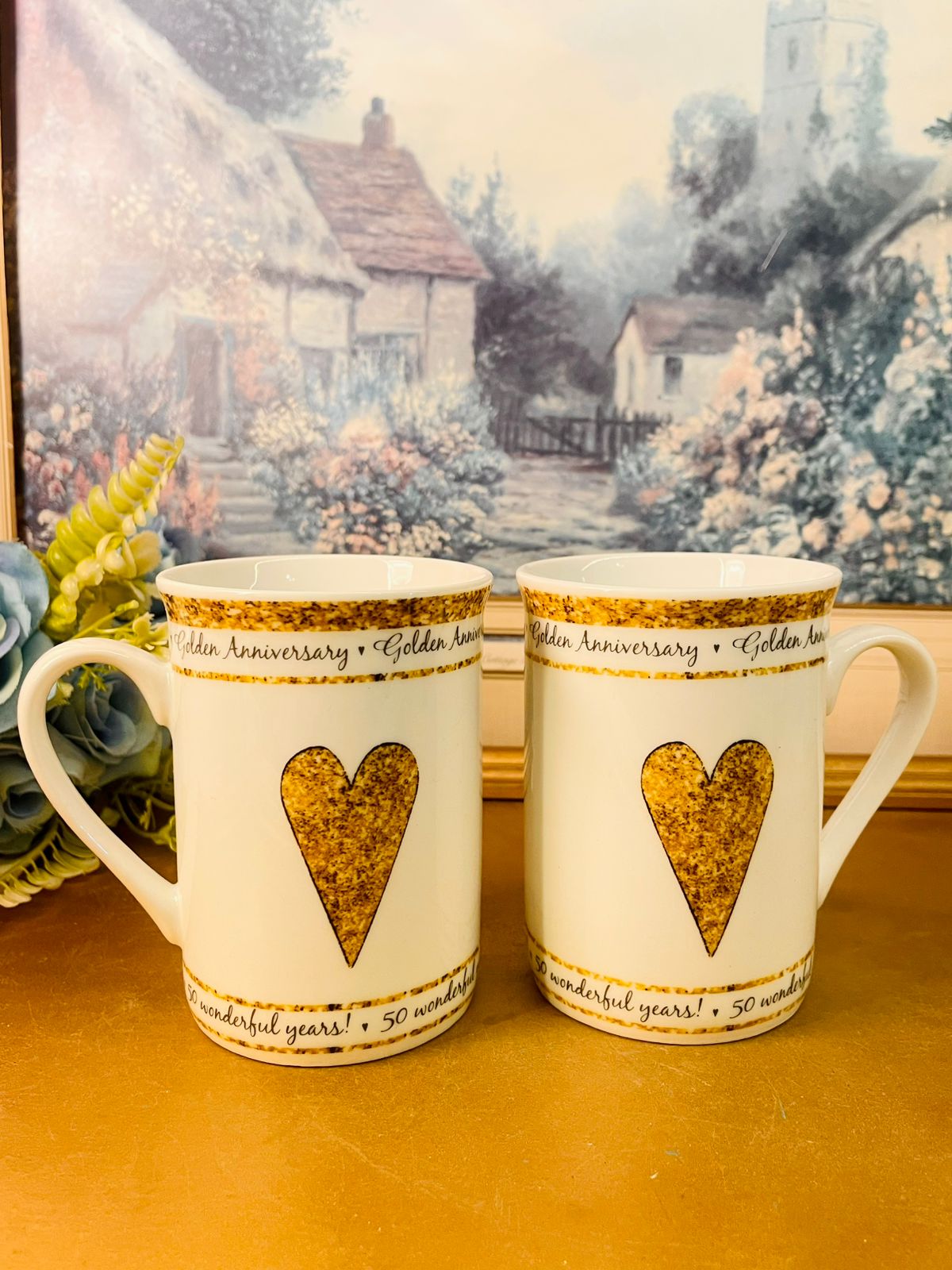 50th Golden Anniversary Mug Set – Couple Gift Box