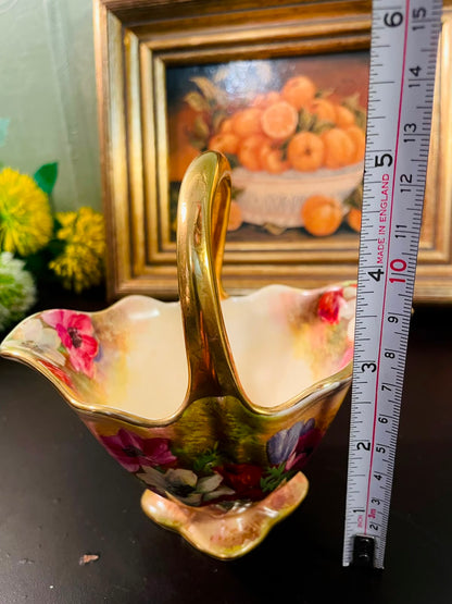 Royal Winton Grimwades Floral Basket Vase 5" Vintage England