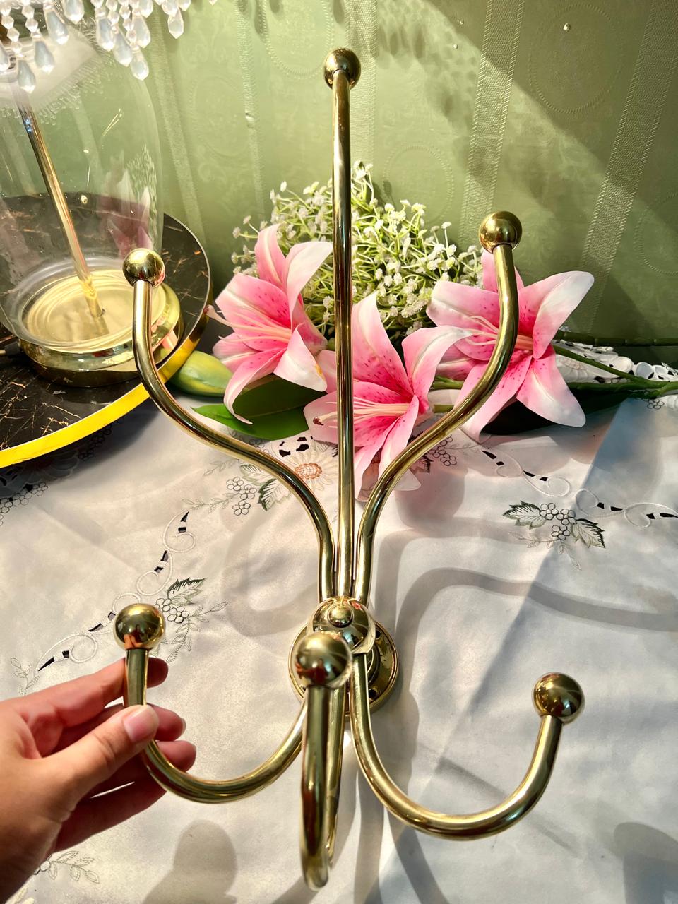 Brass Wall-Mounted Multi Hook Rack Approx. 32cm