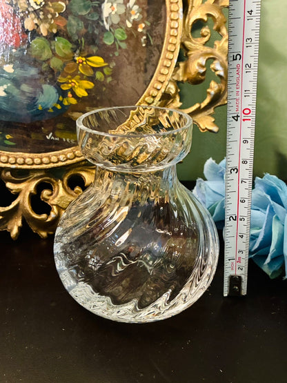 Vintage Clear Swirl Glass Vase