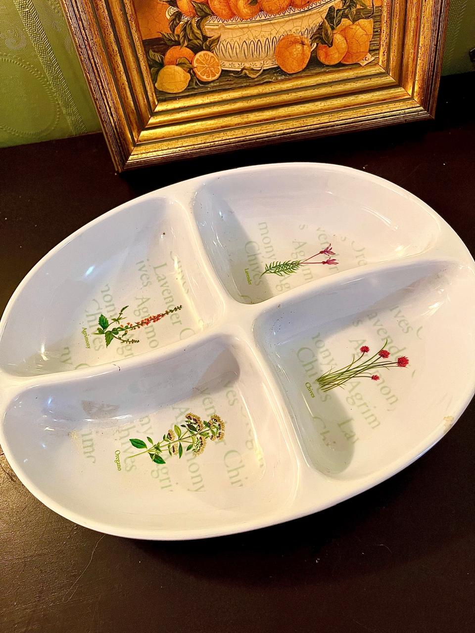 Vintage Botanical Divided Ceramic Serving Platter