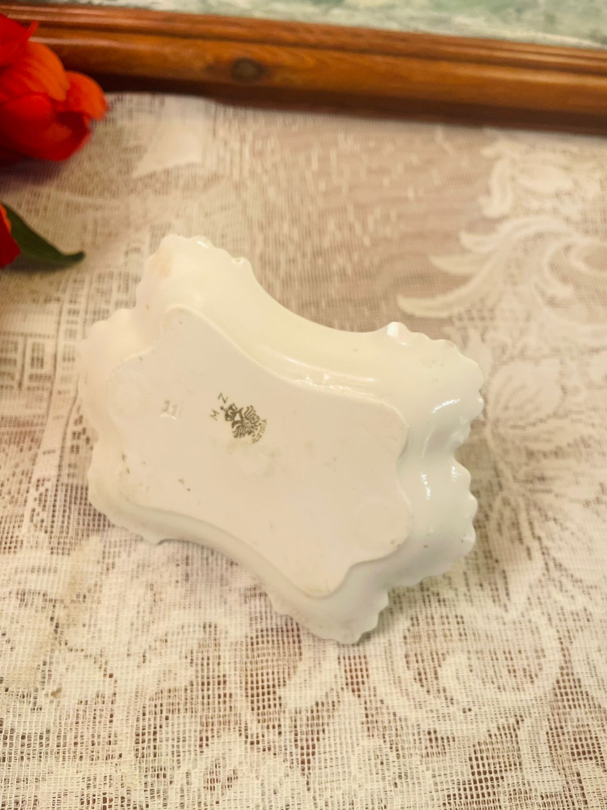 Vintage Floral Porcelain Ring Holder 4 inch