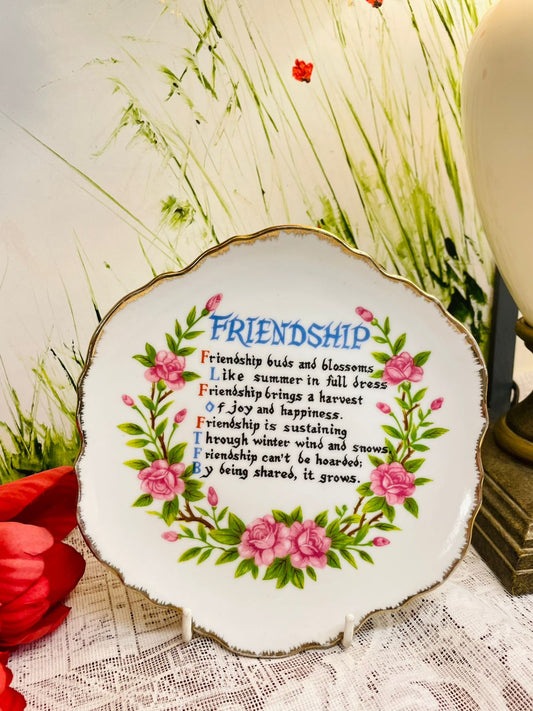 Friendship Rose Decorative Plate Vintage Wall Decor 7 inches