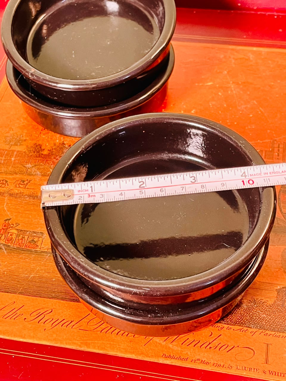 Vintage black teracotta Ramekin Bowls 4 Inch – Set of 4