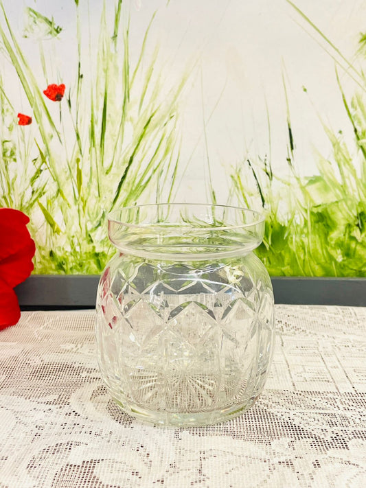 Vintage Cut Glass Posy Vase Cottage-Core Home Decor