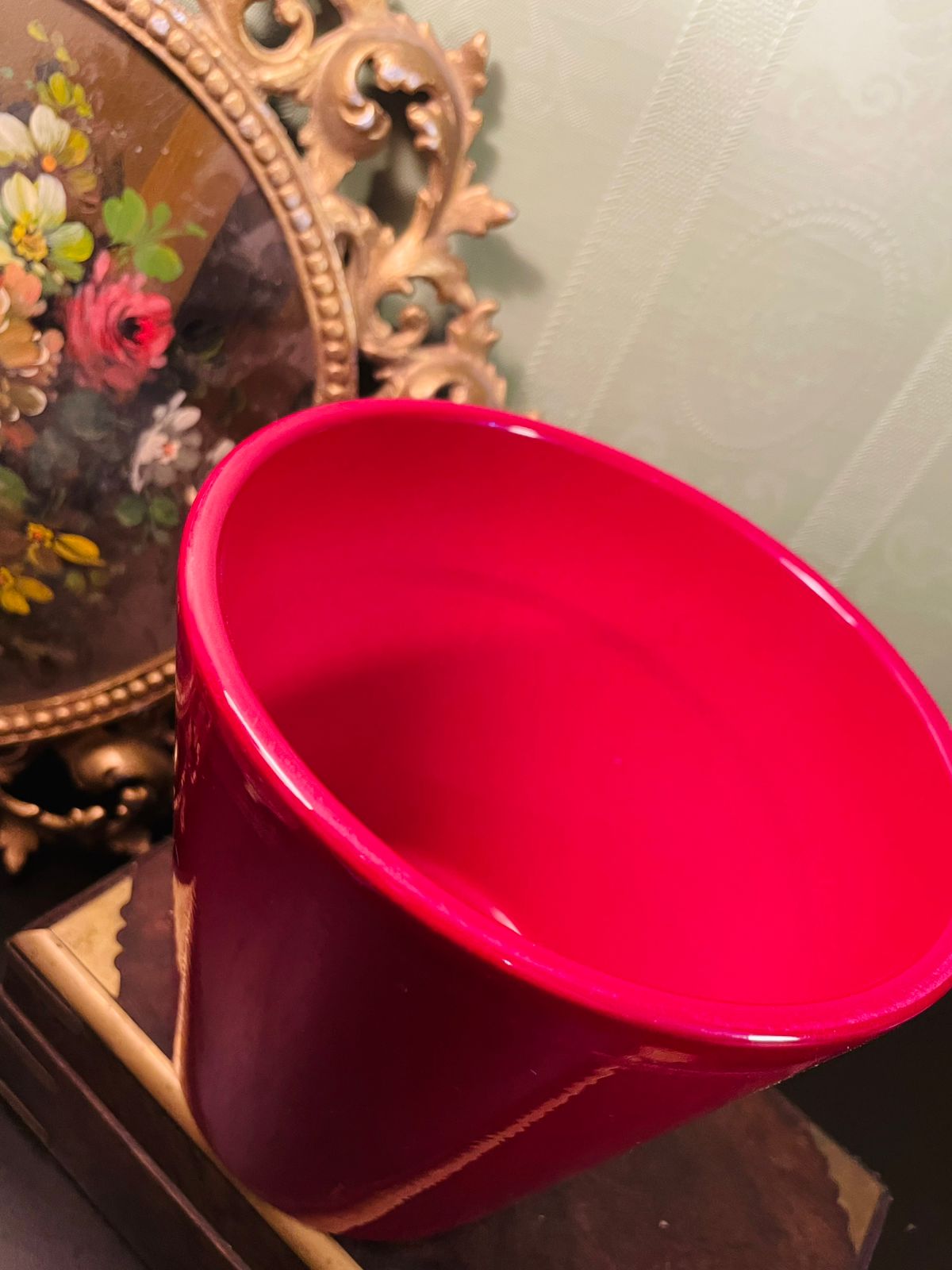 Glossy Red Ceramic Plant Pot 5 Inch Home Decor Planter