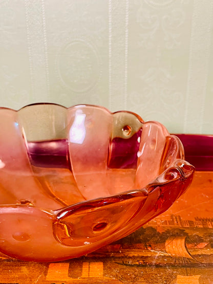 Amber Crystal Scalloped Serving Bowl 10"