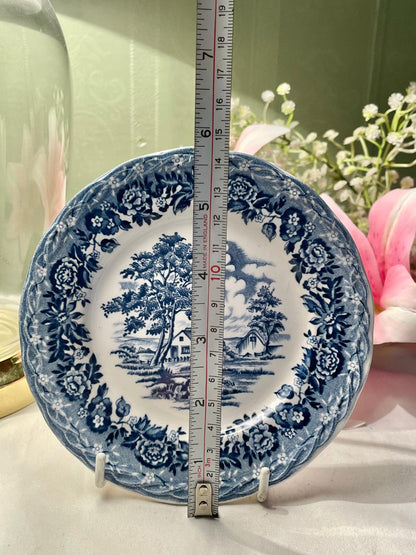 W.H. Grindley Country Style Blue & White Plate 6 in