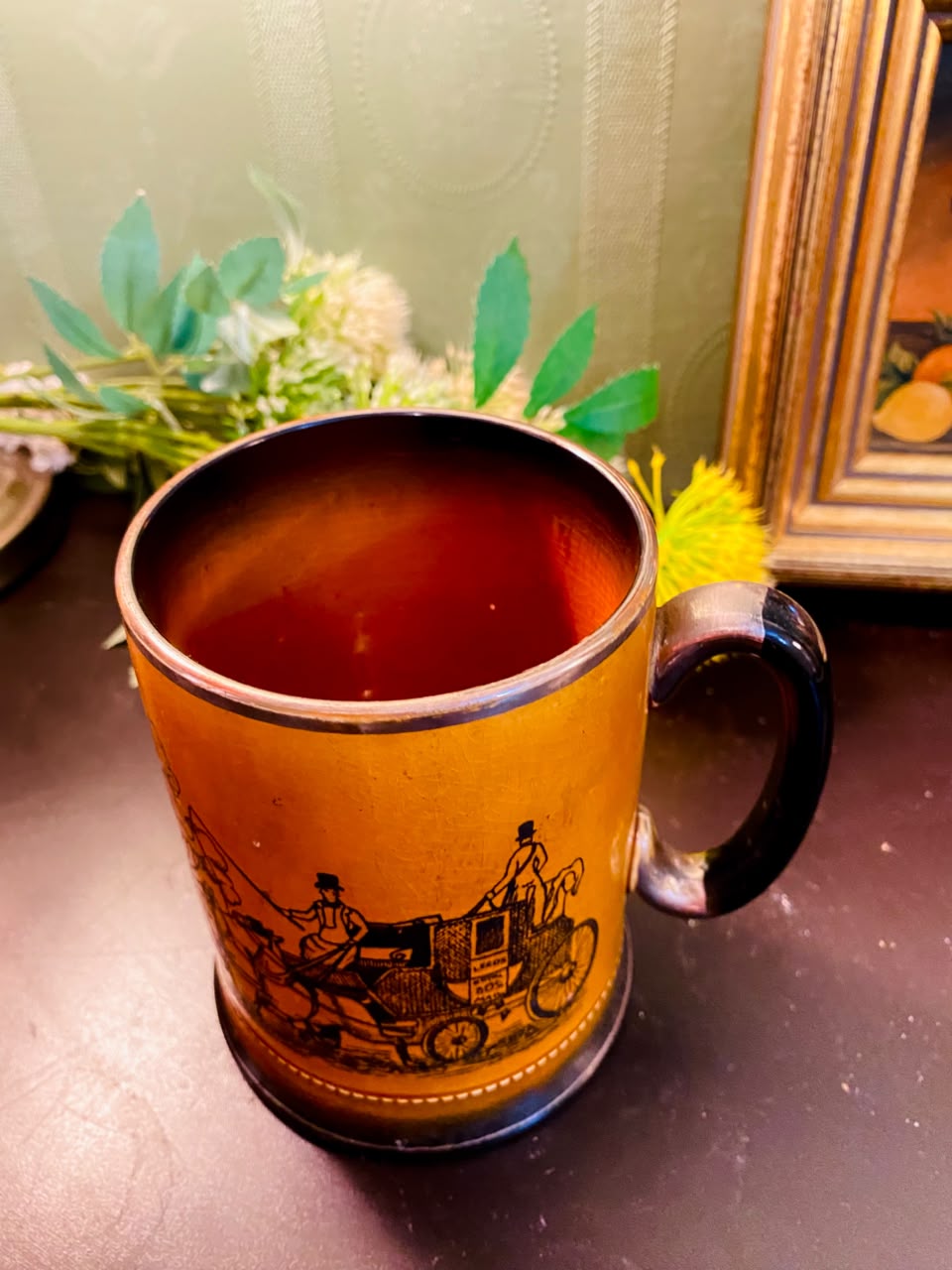 Vintage Horse Carriage Ceramic Tankard Mug 5 Inch