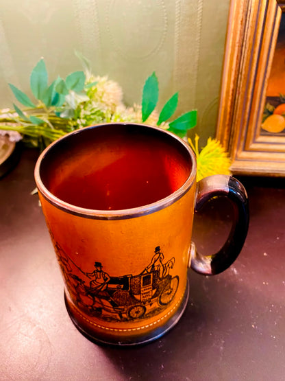 Vintage Horse Carriage Ceramic Tankard Mug 5 Inch