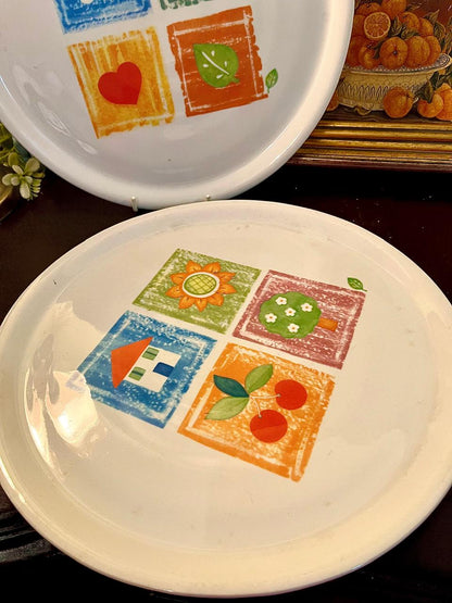 Vintage Graphic Ceramic Serving Platter – 12 Inch Oven Safe