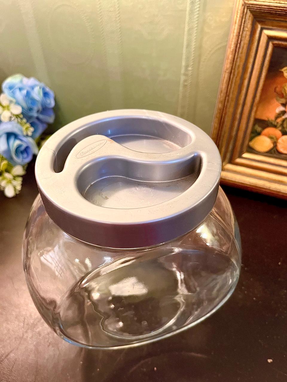 Round Glass Storage Jar – Silver Lid Kitchen Canister