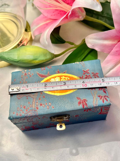 Chinese Baoding Exercise Balls in Brocade Box – Pair of Chrome Meditation Balls, Approx. 13 cm Box
