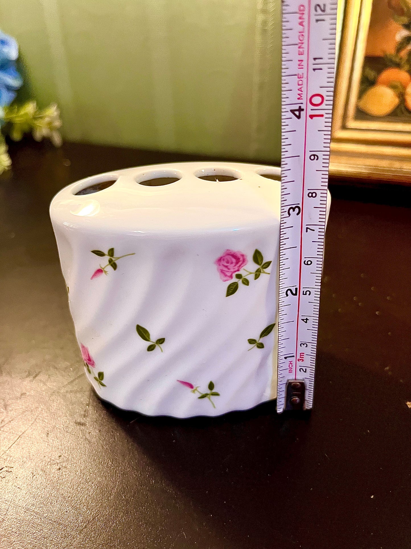 Vintage Rose Porcelain Toothbrush Holder – 3 Inch