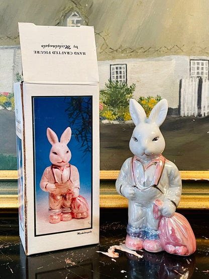 Vintage Michelangelo Bunny Figurine Collection – Ceramic Rabbit Ornaments (Set of Figurines)