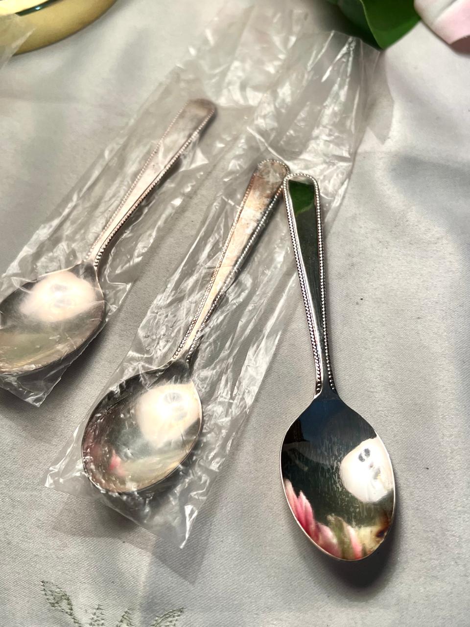 Vintage Silver-Tone Teaspoon / Dessert Spoon with Beaded Edge Approx. 13 cm
