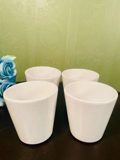 Set of 4 White Ceramic Mini Plant Pots – 3 Inch