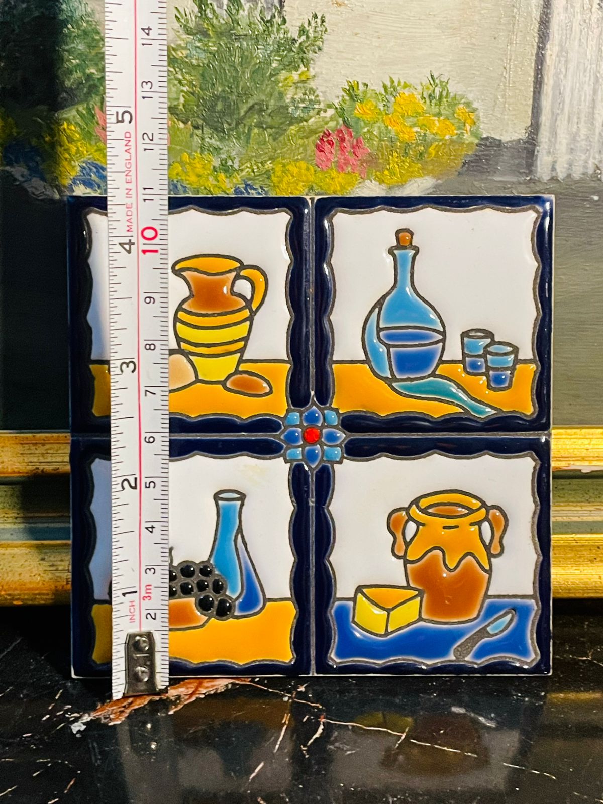 Hand-Painted Spanish Ceramic Wall Tile — Wall Decor