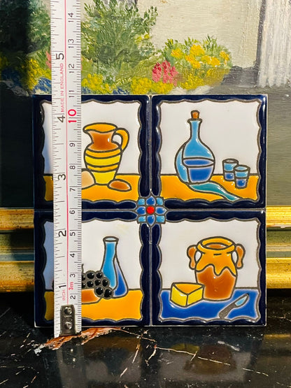 Hand-Painted Spanish Ceramic Wall Tile — Wall Decor