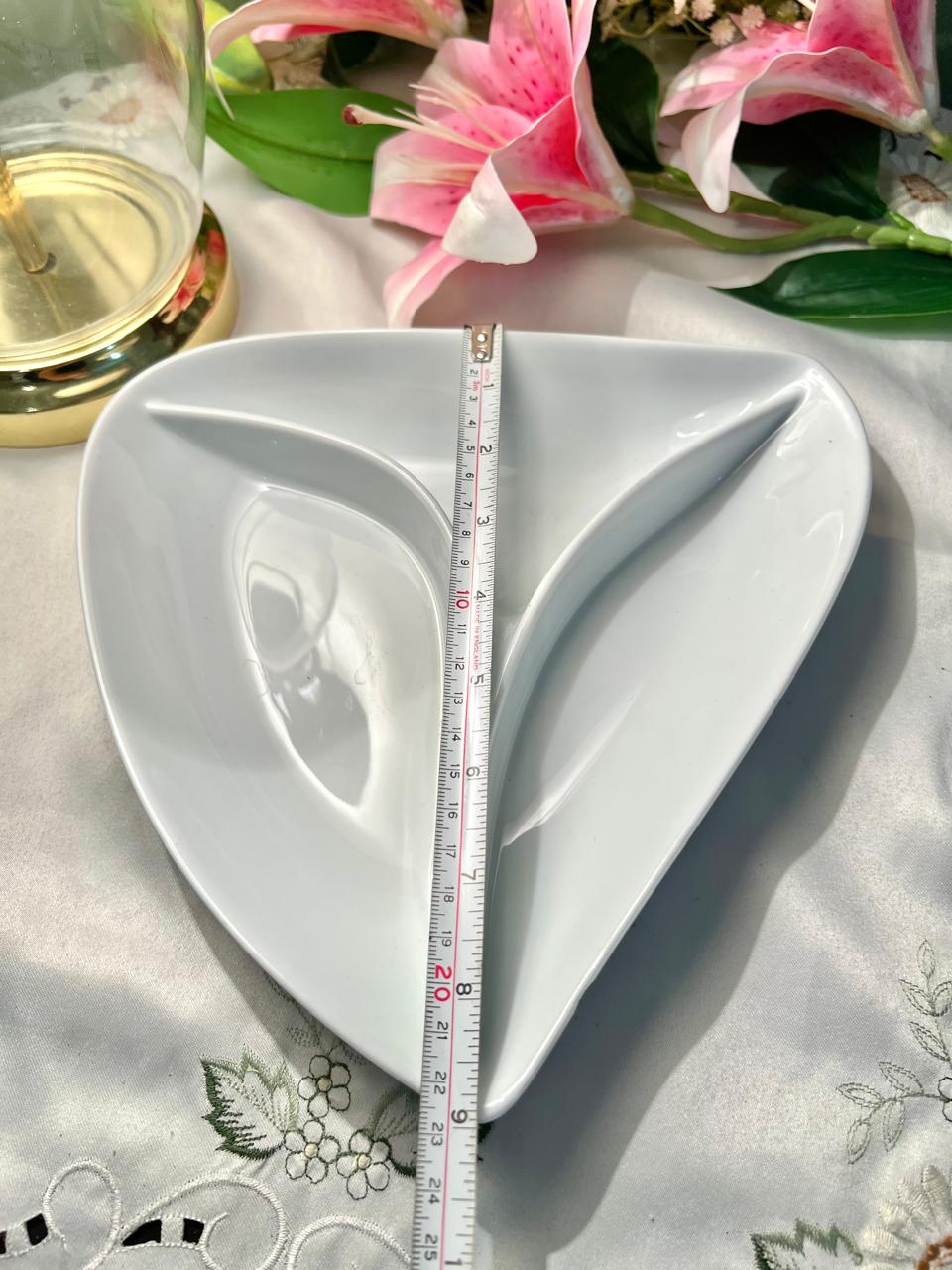 Denby White Divided Serving Dish Oven Safe 23cm