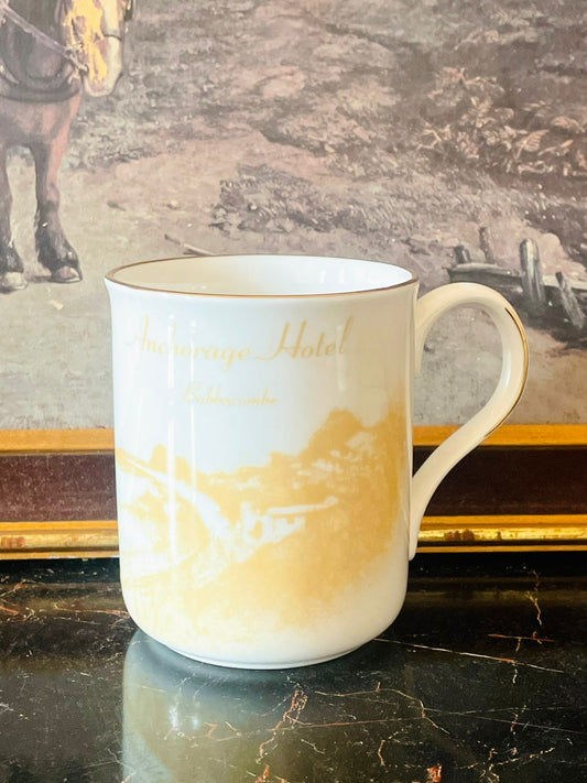 susan clough design mug, anchorage hotel babbacombe mug, fine english china mug, collectible english pottery, vintage hotel mug england, totnes england china, babbacombe seaside mug, english landscape mug, rare collectible mug pakistan, english heritage