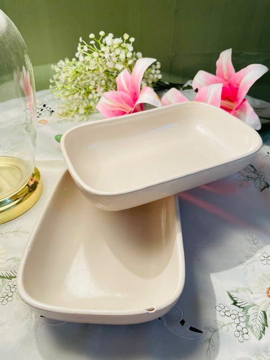 Vintage Cream Ceramic Rectangular Baking Dish 9" (Each)