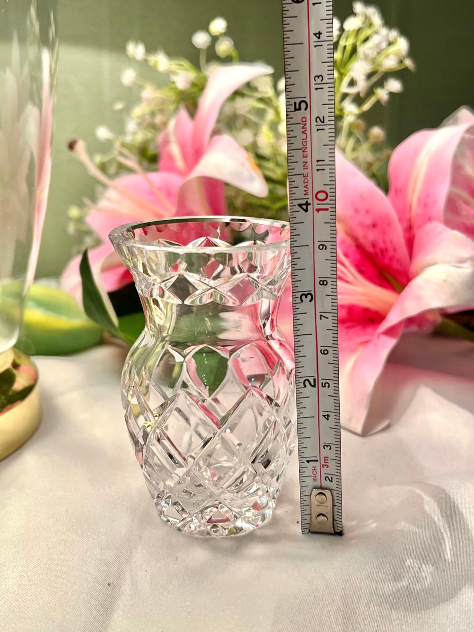 Vintage Clear Crystal Cut Vase – Approx. 3.5 Inch