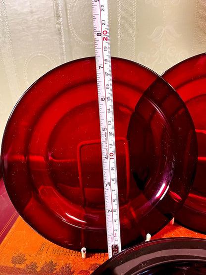 Ruby Red Crystal Medium Plates | Vintage Crystal Serveware | Set of 6